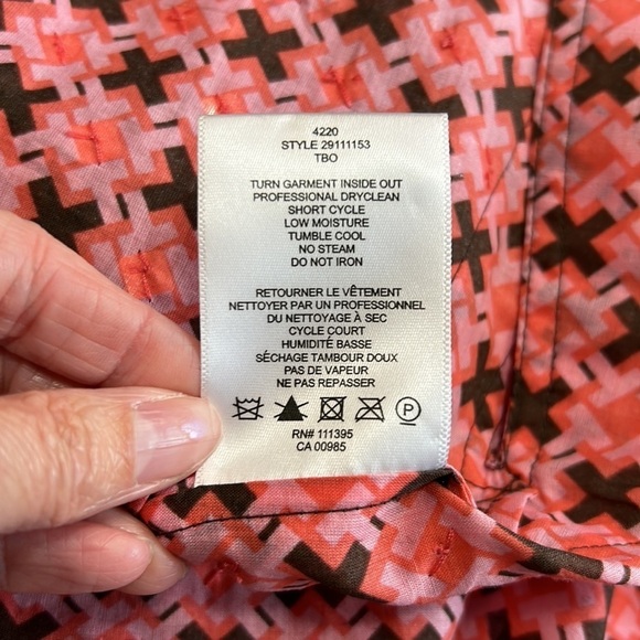 Tory Burch Boho Pink Printed Long Sleeve V Neck Blouse with Sequins Sz 8 - Picture 11 of 11